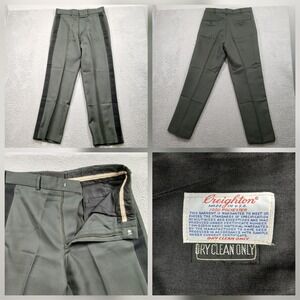 Creighton Military Uniform Dress Pants 32 Green Side Stripe Made in USA Vintage